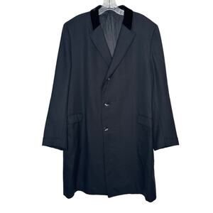 Vintage 1960's Darby Fashion for Rogers Black Wool Overcoat Velvet Collar large